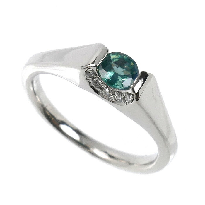 Pt900プラチナ リング・指輪 アレキサンドライト0.30ct ダイヤモンド0.05ct 7.5号 4.5g レディース【中古】|古恵良質店