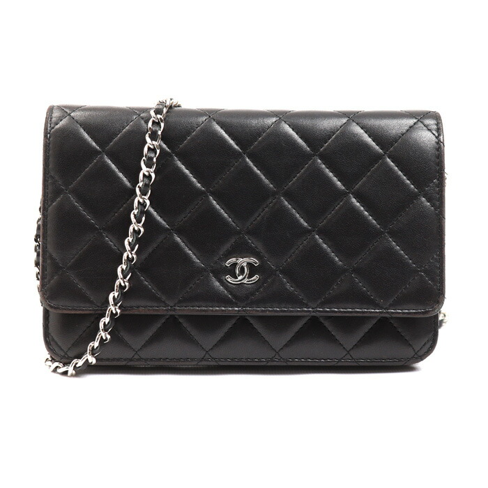 CHANEL シャネル チェーンウォレット ラムスキン ショルダーバッグ ブラック AP0250 レディース【中古】｜古恵良質店