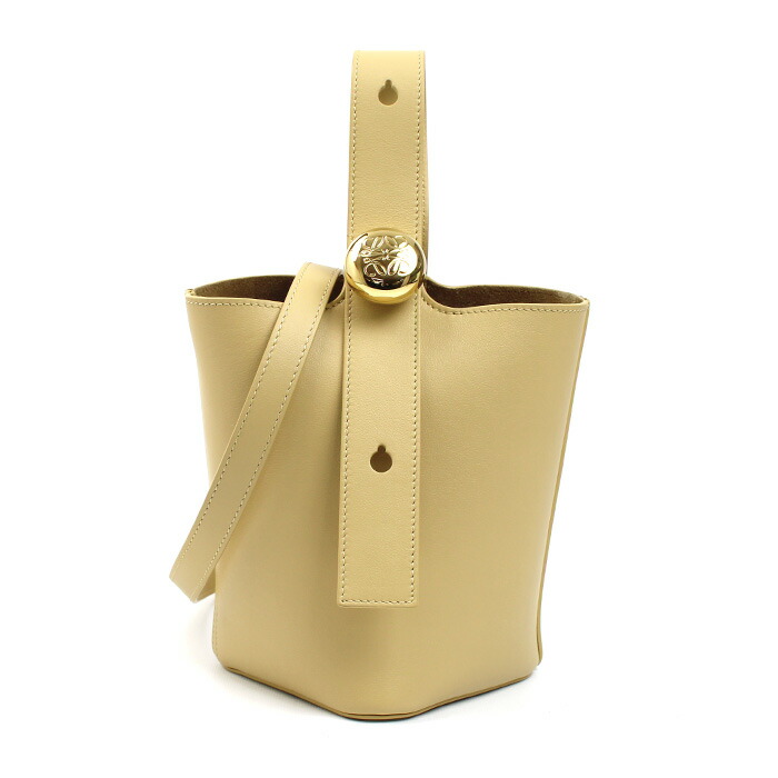 LOEWE ロエベ ペブル バケット ミニ 2Wayショルダーバッグ ダークバター/ベージュ系 AANBBBMX01 8752 レディース【中古】【美品】