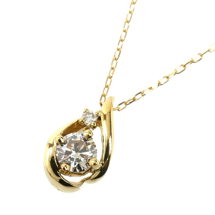 K18YG イエローゴールド ネックレス ダイヤモンド0.21ct 1.6g 40cm しずく レディース【中古】|古恵良質店