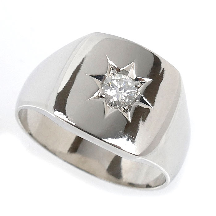 Pt900プラチナ 印台 リング・指輪 ダイヤモンド0.25ct 21号 16.5g メンズ【中古】｜古恵良質店 115,500円