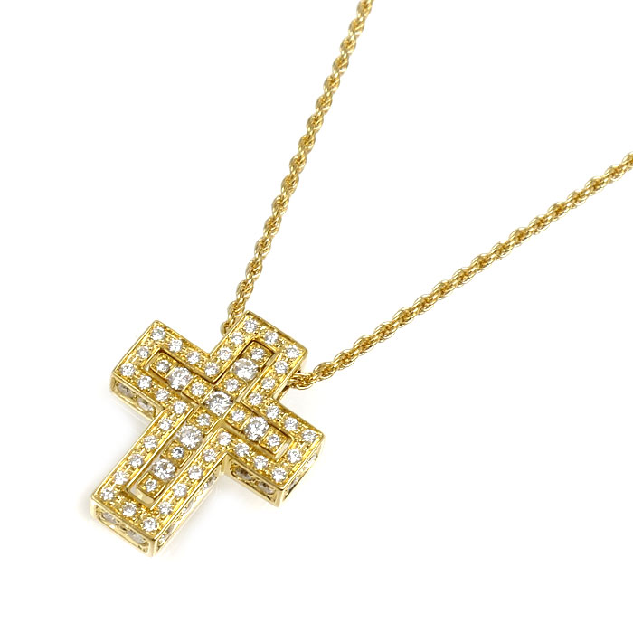 Damiani ダミアーニ K18YG イエローゴールド ベルエポック クロス ネックレス ダイヤモンド 9.0g 42/50cm サイドダイヤ レディース【中古】｜古恵良質店