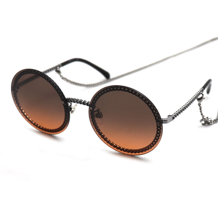 CHANEL シャネル チェーンフレーム サングラス ブラウン シルバー 4245 C.108/18 レディース 58□18 135 2N【中古】｜古恵良質店