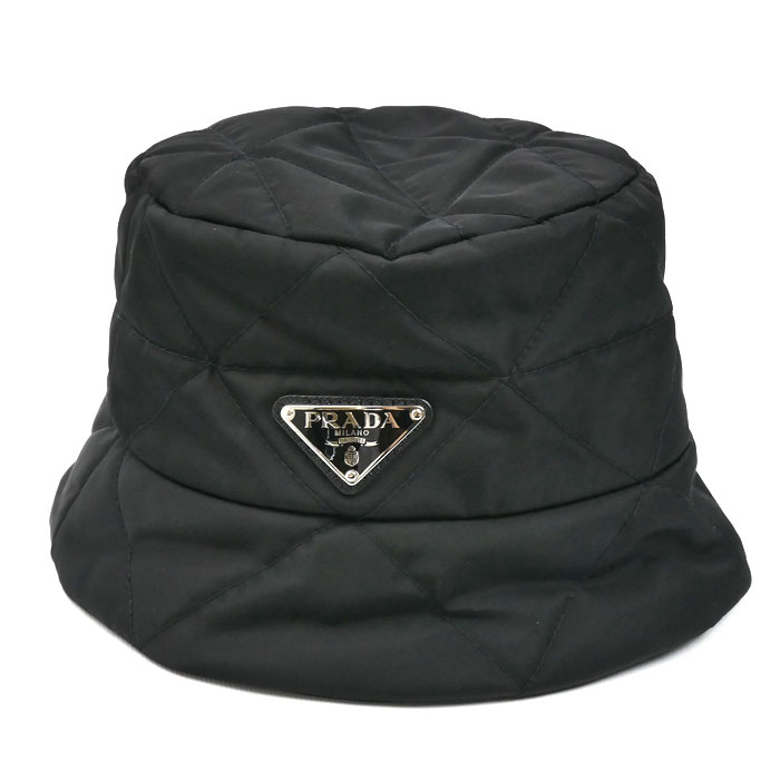 PRADA プラダ トライアングルロゴ バケットハット ハット ブラック 1HC325 2DV4 L レディース【中古】｜古恵良質店