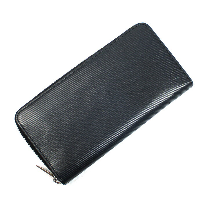 LANVIN ランバン ラウンドファスナー 長財布 ブラック 水色 JLMW7CT2 メンズ【中古】