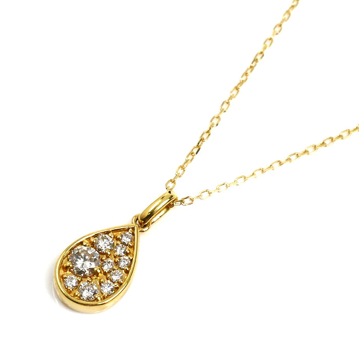 K18YG イエローゴールド ネックレス ダイヤモンド0.29ct 2.4g 51cm レディース【中古】