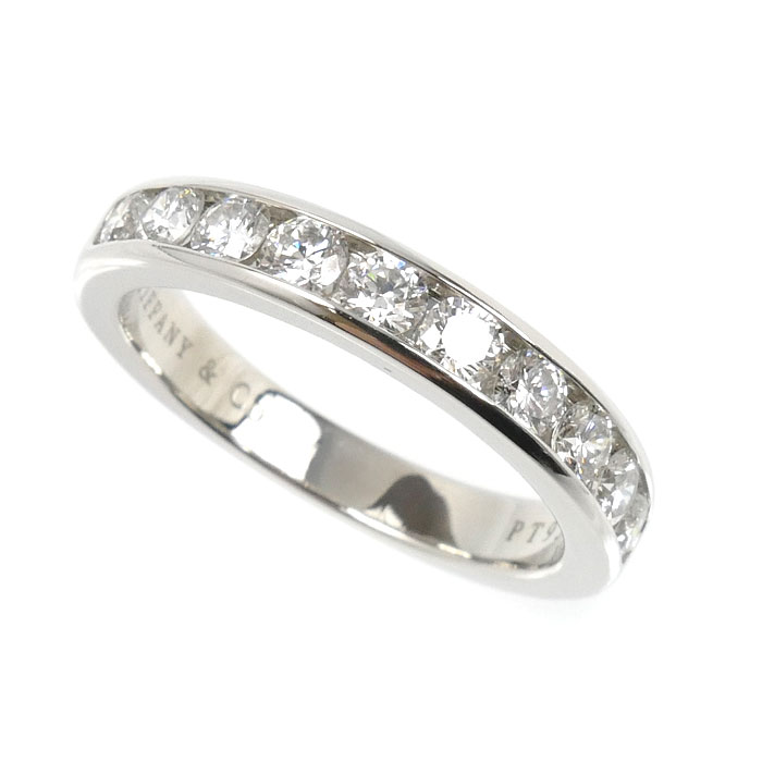 TIFFANY&Co. ティファニー Pt950プラチナ ハーフエタニティ リング・指輪 ダイヤモンド 16号 7.7g レディース【中古】【美品】