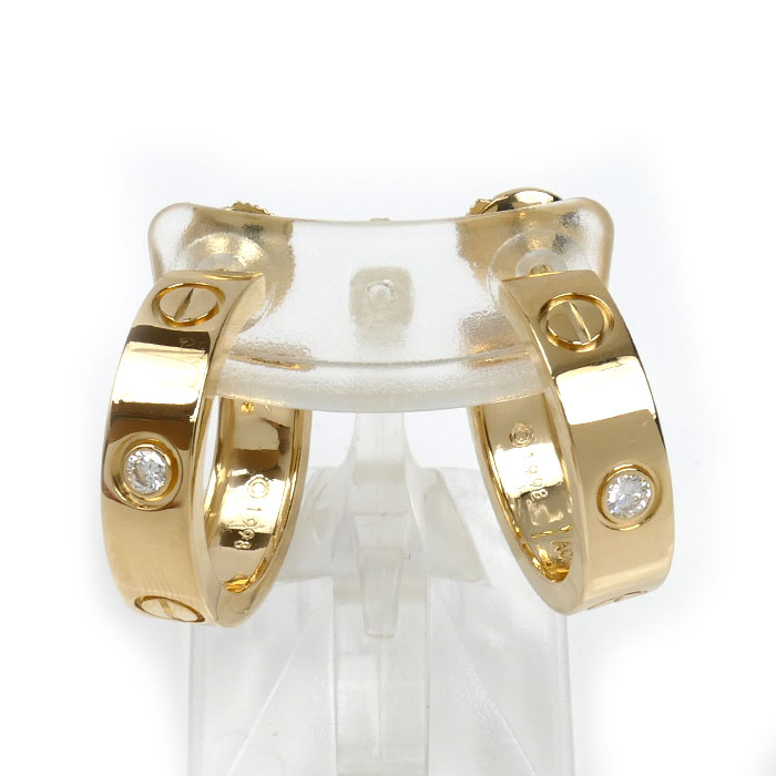 CARTIER カルティエ K18YG イエローゴールド ラブ 1PD ピアス B8017500 12.6g レディース【中古】【美品】|古恵良質店