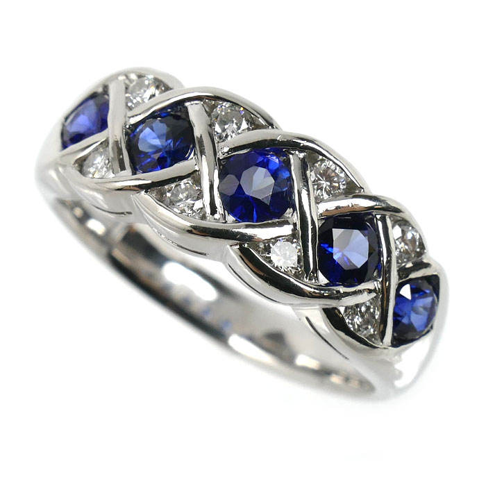 Pt900プラチナ リング・指輪 サファイア0.65ct ダイヤモンド0.18ct 12号 8.0g レディース【中古】|古恵良質店