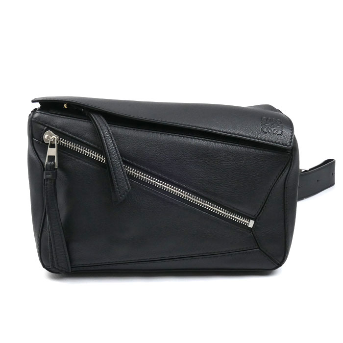 LOEWE ロエベ 考えもの バムバッグ スモール 上半身御徒面子 黒いこと B510P35X09 メンズ【中古】