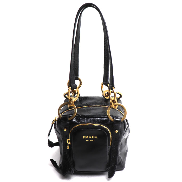 PRADA プラダ ダングル ハンドバック 黒いこと 1BB137 2CYR F0002 レディース【中古】【美品】
