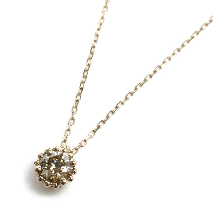 KASHIKEY カシケイ K18BG ネックレス ダイヤモンド0.20ct 1.5g ~45cm フリーチェーン ミル打ち レディース【中古】|古恵良質店