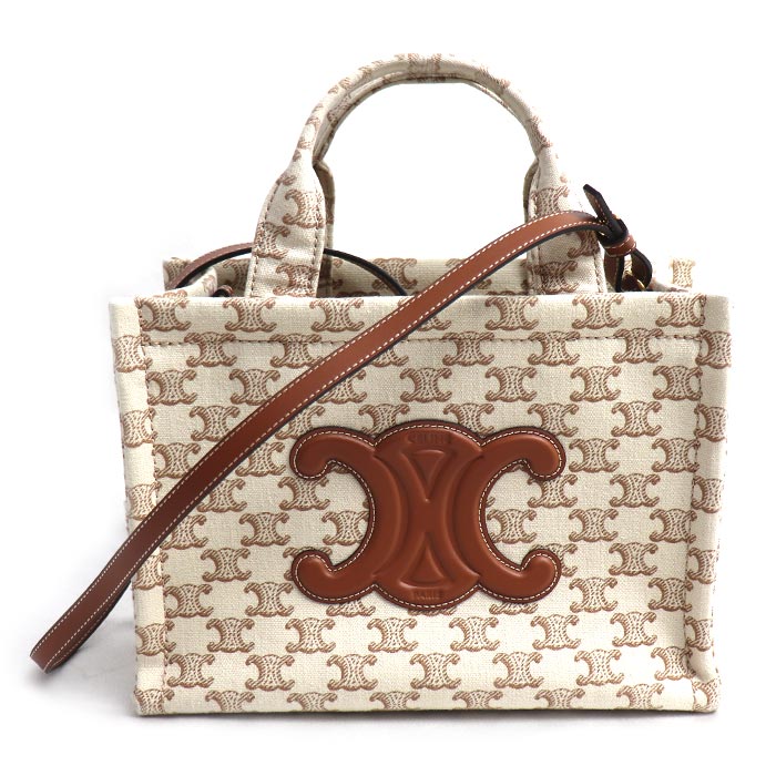 CELINE セリーヌ トリオンフ スモール 河馬 タイス 2Wayショルダーバッグ ベージュ/赤銅色 199162FRF.01BC レディース【中古】