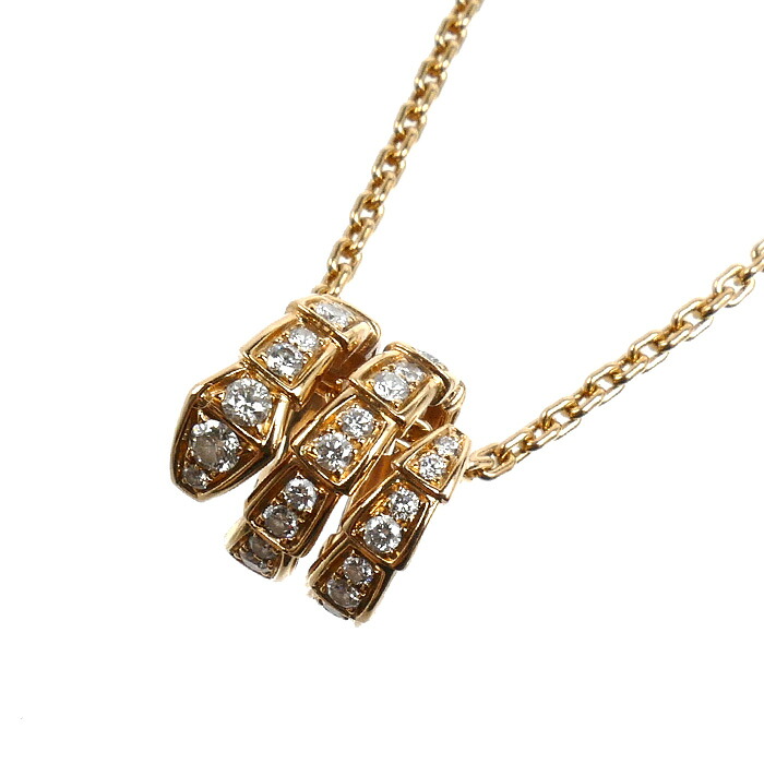 BVLGARI ブルガリ K18PG ピンクゴールド セルペンティ ヴァイパー ネックレス 357795 ダイヤモンド 13.1g 52/54cm レディース【中古】【美品】｜古恵良質店