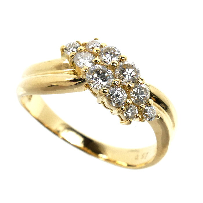 K18YG イエローゴールド リング・指輪 ダイヤモンド0.57ct 15号 3.8g レディース【中古】【美品】|古恵良質店