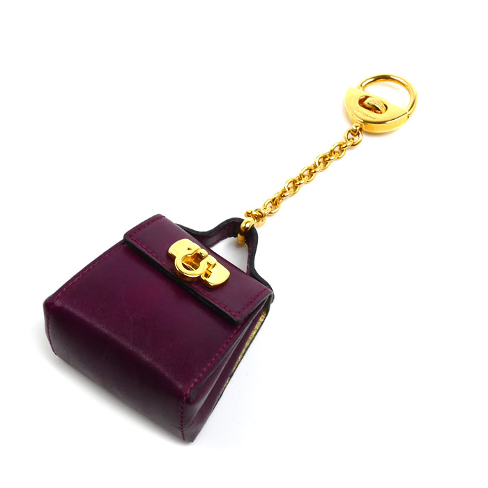 Salvatore Ferragamo サルヴァトーレフェラガモ ガンチーニ ハンドバッグ モチーフ キーホルダー ワインレッド 22-5641 レディース【中古】【美品】｜古恵良質店