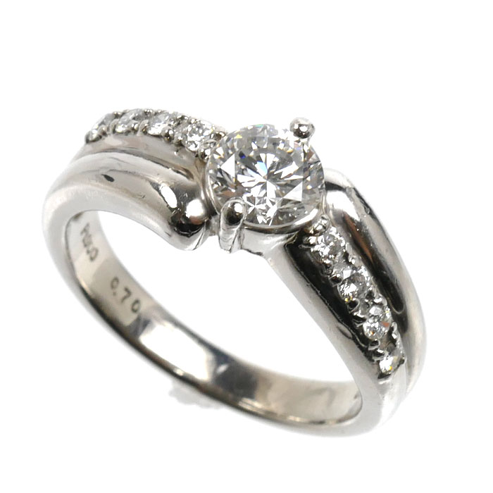 Pt900プラチナ リング・指輪 ダイヤモンド0.70ct ダイヤモンド0.26ct 12.5号 7.5g レディース【中古】｜古恵良質店