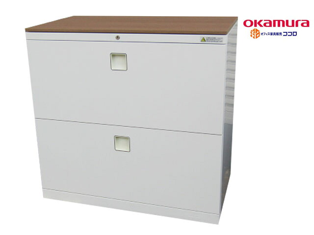 オカムラ レクトライン ラテラル書庫 2段 ナチュラル天板付 ホワイト W800 中古(260430-16)【中古オフィス家具】【中古品】｜中古オフィス家具販売ココロ