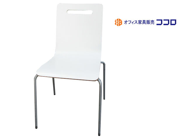 パブリック 07K-1A スタッキングチェア ミーティングチェア 木製 ホワイト 中古 【中古オフィス家具】
