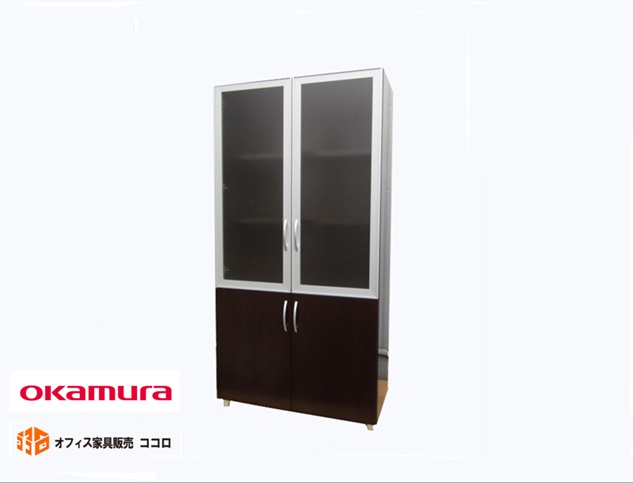 【SALE】【アウトレット品】オカムラ EX-35シリーズ ガラス書棚 書庫 木製 W900 2018年製【中古オフィス家具】 59,400円