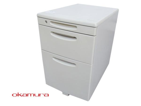 【SALE】okamura_オカムラ_SD-V_3段手押し車_鍵付き添い人_定6.4万 中古【中古執務室調度品】