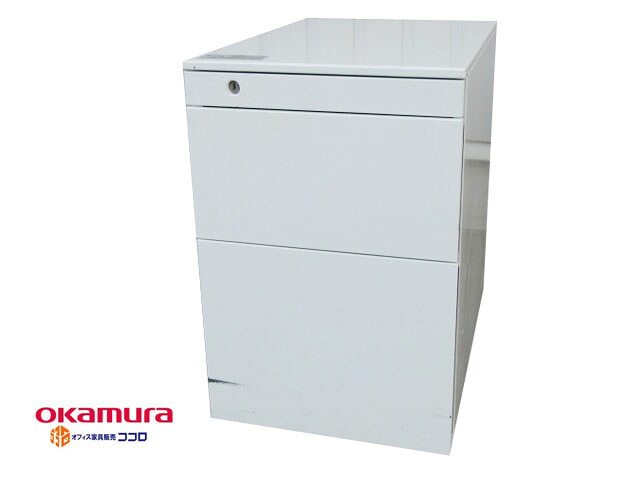 オカムラ スイフト 3段 サイドワゴン ホワイト A4 鍵付 H562 定価7.2万 中古【中古オフィス家具】｜中古オフィス家具販売ココロ
