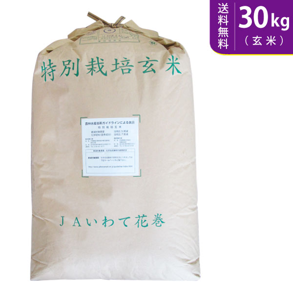 【送料無料】令和7年産【玄米】 岩手県花巻産ひとめぼれ 30kg 特別栽培米【smtb-TD】【saitama】｜こめ問屋店