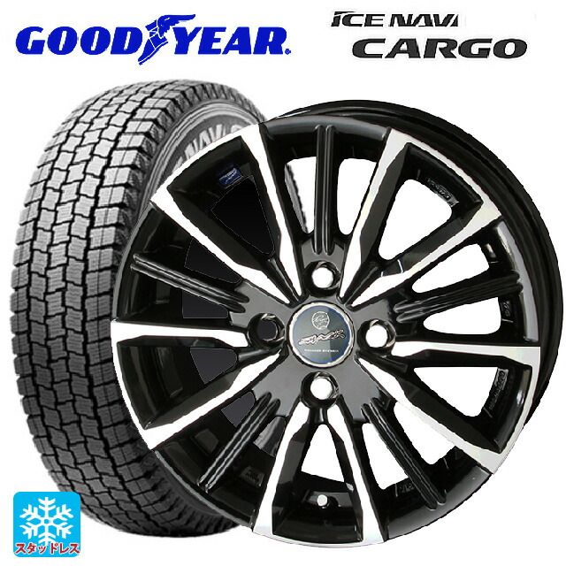 トヨタ プロボックス(160系)用 175/80R14 99/98N グッドイヤー アイスナビ カーゴ 共豊 スマック ヴァルキリー サファイアブラックxメタリックポリッシュ 新品スタッドレスタイヤホイール 4本セット