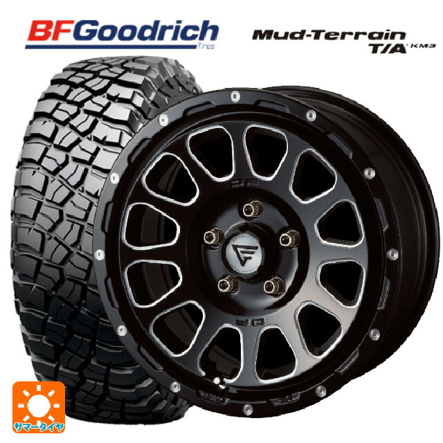 ミツビシ デリカD5(チューナーサイズ)(3DA系)用 225/75R16 115/112Q BFグッドリッチ マッドテレーン TA KM3 ブラックレター 正規品 エクシズルライン デルタフォース オーバル ブラックマシニング 新品サマータイヤホイール 4本セット