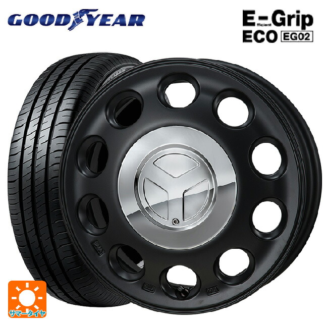スズキ スペーシアベース(MK33)用 165/55R15 75V グッドイヤー エフィシェントグリップ エコ EG02 ジャパン三陽 モンツァ ピエディーノ セミグロスブラック 新品サマータイヤホイール 4本セット|タイヤホイール専門店コニシタイヤ