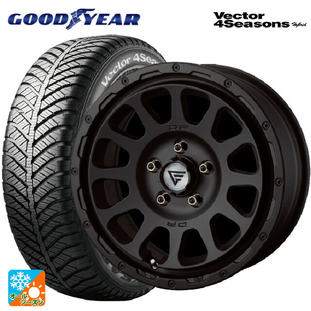 215/60R16 95H グッドイヤー ベクターフォーシーズンズ ハイブリッド エクシズルライン デルタフォース オーバル マットブラック 16-7J 国産車用 オールシーズンタイヤホイール4本セット