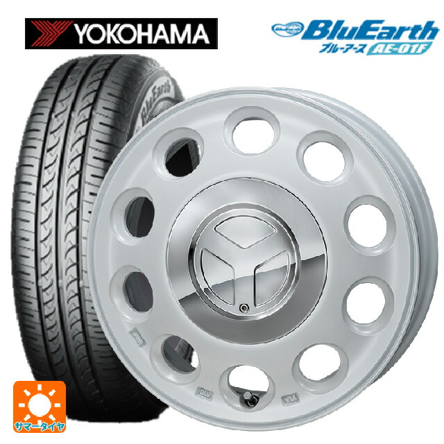 ダイハツ タフト(LA900/LA910)用 165/70R14 81S ヨコハマ ブルーアース AE01F ジャパン三陽 モンツァ ピエディーノ パールホワイト 新品サマータイヤホイール 4本セット
