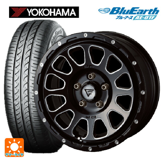 スズキ スイフトスポーツ(ZC33S)用 185/55R16 83V ヨコハマ ブルーアース AE01F エクシズルライン デルタフォース オーバル ブラックマシニング 新品サマータイヤホイール 4本セット