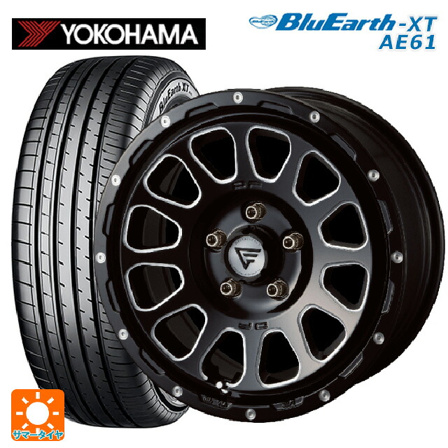 トヨタ ヴォクシー(90系)用 205/55R17 91V ヨコハマ ブルーアースXT AE61 エクシズルライン デルタフォース オーバル ブラックマシニング 新品サマータイヤホイール 4本セット