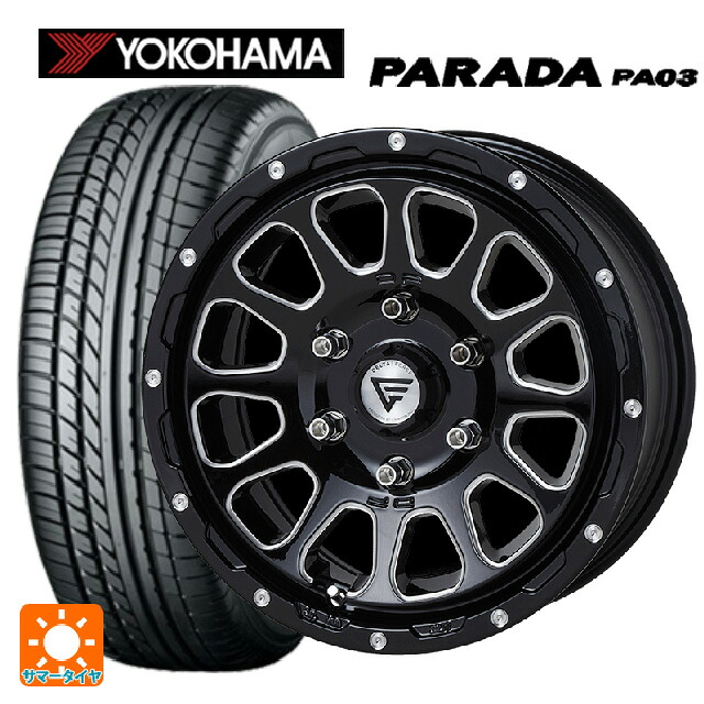 トヨタ ハイエース(200系)用 215/65R16 109/107S ヨコハマ パラダ PA03 ホワイトレター エクシズルライン デルタフォース オーバル ブラックマシニング 新品サマータイヤホイール 4本セット