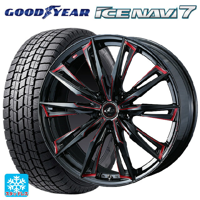 2024年製 235/50R18 97Q グッドイヤー アイスナビ7(数量限定) # ウェッズ レオニス GX BK/SC(RED) 18-8J 国産車用 スタッドレスタイヤホイール4本セット