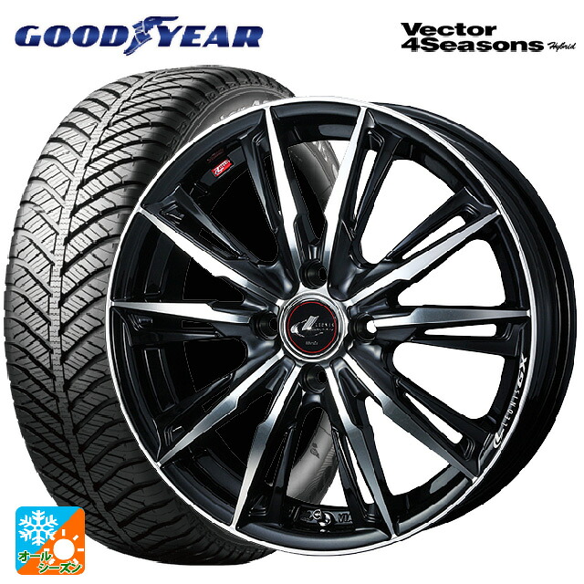 スズキ ハスラー(MR52/92S)用 165/65R14 79H グッドイヤー ベクターフォーシーズンズ ハイブリッド ウェッズ レオニス GX PBMC 新品オールシーズンタイヤホイール 4本セット
