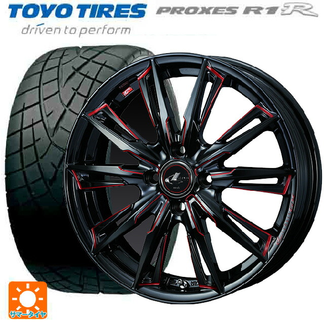 225/50R16 92V トーヨー プロクセス R1R ウェッズ レオニス GX BK/SC(RED) 16-6J 国産車用 サマータイヤホイール4本セット