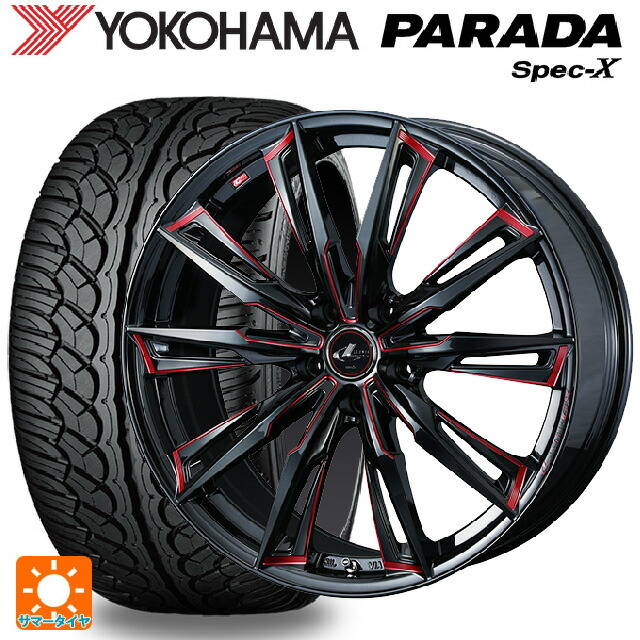 ニッサン エクストレイル(33系)用 235/60R18 103V ヨコハマ パラダ PA02 ウェッズ レオニス GX BK/SC(RED) 新品サマータイヤホイール 4本セット｜タイヤホイール専門店コニシタイヤ