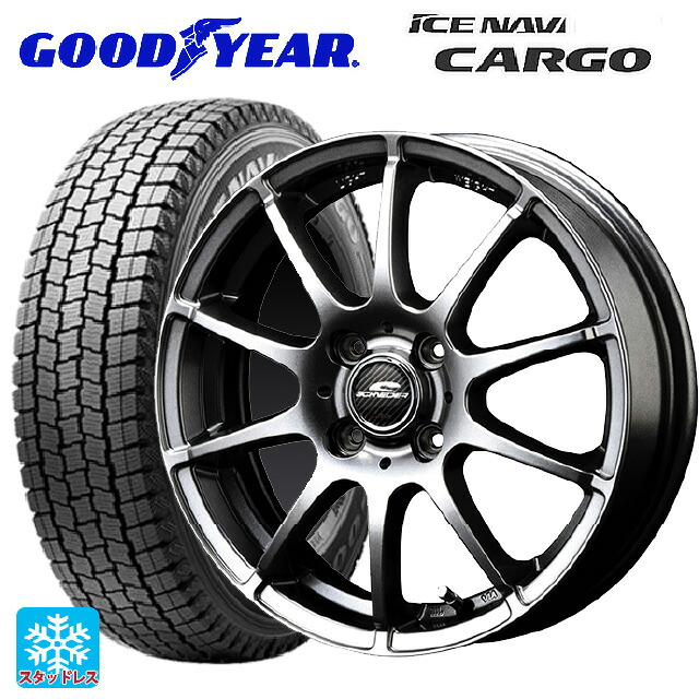 トヨタ プロボックス(160系)用 175/80R14 99/98N グッドイヤー アイスナビ カーゴ エムアイディー MIDホイール スタッグ メタリックグレー 新品スタッドレスタイヤホイール 4本セット