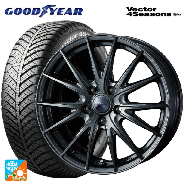 トヨタ ヴォクシー(90系)用 215/45R18 89H グッドイヤー ベクターフォーシーズンズ ハイブリッド ウェッズ ヴェルバ スポルト2 # ディープメタル2 新品オールシーズンタイヤホイール 4本セット