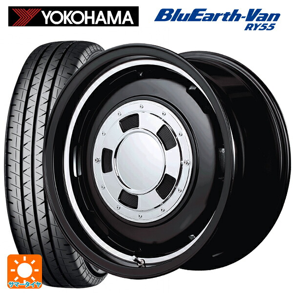 トヨタ ハイエース(200系)用 195/80R15 107/105Q ヨコハマ ブルーアースVan RY55C エムアイディー ガルシア シスコ セミグロスブラック＋リムヴァーレイポリッシュ 新品サマータイヤホイール 4本セット