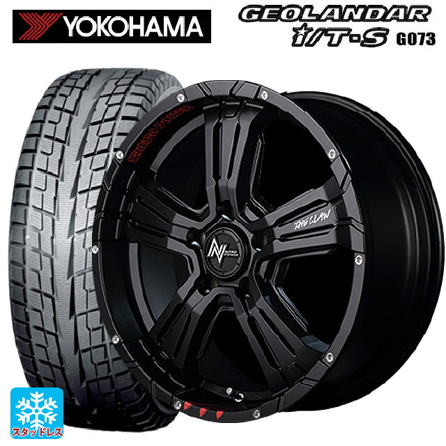 2025年製 215/65R16 98Q ヨコハマ ジオランダー ITS G073 正規品 エムアイディー ナイトロパワー クロスクロウ グラフィティエディション（訳あり） セミグロスブラック＋ピアスドリルド/グラフィティ 16-7J 国産車用 スタッドレスタイヤホイール4本セット