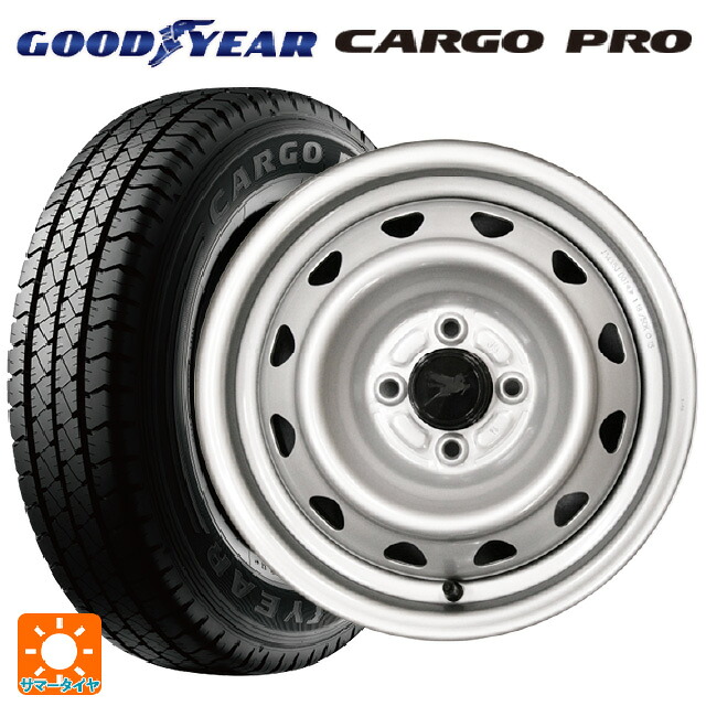 トヨタ プロボックス(160系)用 175/80R14 99/98N グッドイヤー カーゴプロ ウェッズ キャロウィン PC504S スチール(シルバー) 新品サマータイヤホイール 4本セット の商品写真