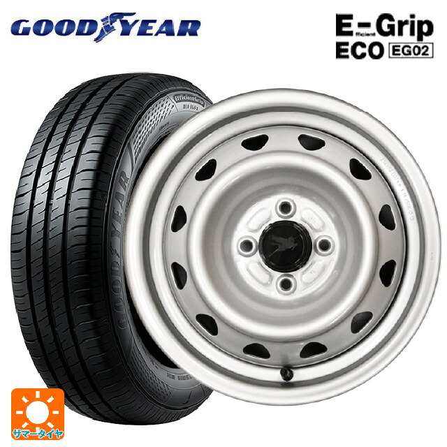 185/70R14 88S グッドイヤー エフィシェントグリップ エコ EG02 # ウェッズ キャロウィン PC504S スチール(シルバー) 14-5J 国産車用 サマータイヤホイール4本セット