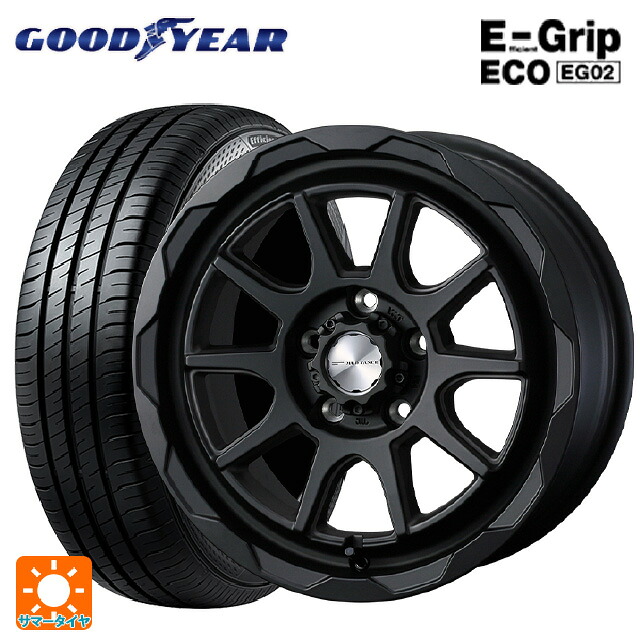 205/55R16 91V グッドイヤー エフィシェントグリップ エコ EG02 ウェッズ マッドヴァンス06 フルマットブラック 16-7J 国産車用 サマータイヤホイール4本セット