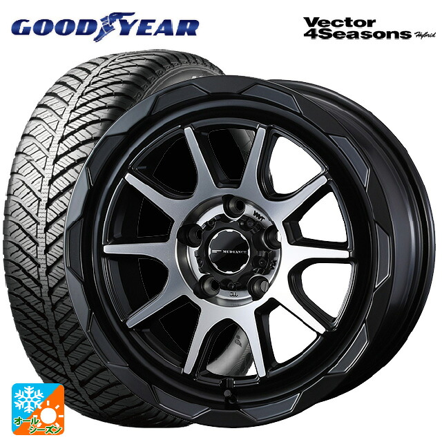 トヨタ プリウス(60系)用 195/65R16 92H グッドイヤー ベクターフォーシーズンズ ハイブリッド ウェッズ マッドヴァンス06 マットブラックポリッシュ 新品オールシーズンタイヤホイール 4本セット