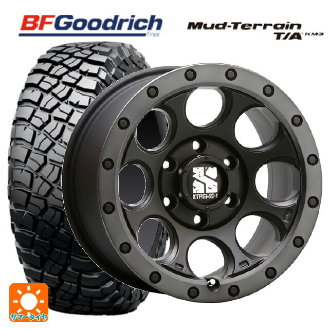 トヨタ ハイラックス(120系)用 265/60R18 119/116Q XL BFグッドリッチ マッドテレーン TA KM3 ブラックレター 正規品 エムエルジェイ エクストリームJ XJ03 Flat Black Smoke 新品サマータイヤホイール 4本セット