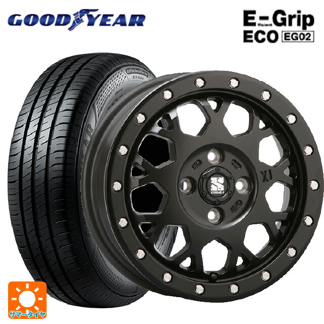 175/60R16 82H グッドイヤー エフィシェントグリップ エコ EG02 # エムエルジェイ エクストリームJ XJ04 Satin Black 16-6.5J 国産車用 サマータイヤホイール4本セット｜タイヤホイール専門店コニシタイヤ