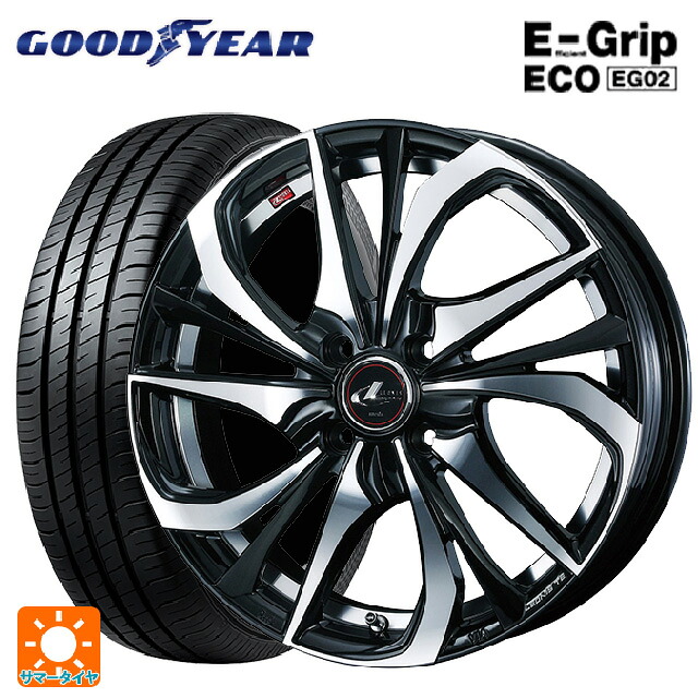 195/50R16 84V グッドイヤー エフィシェントグリップ エコ EG02 ウェッズ レオニス TE PBMC 16-6J 国産車用 サマータイヤホイール4本セット